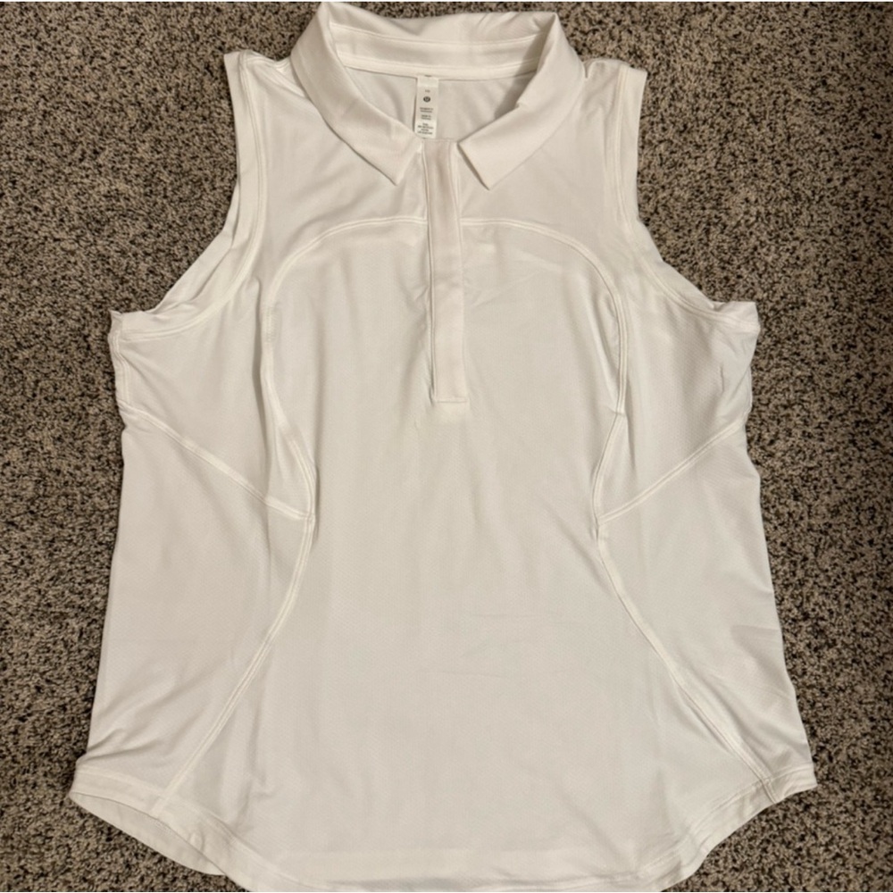 Lululemon Athletica White Sleeveless Polo Tank Top